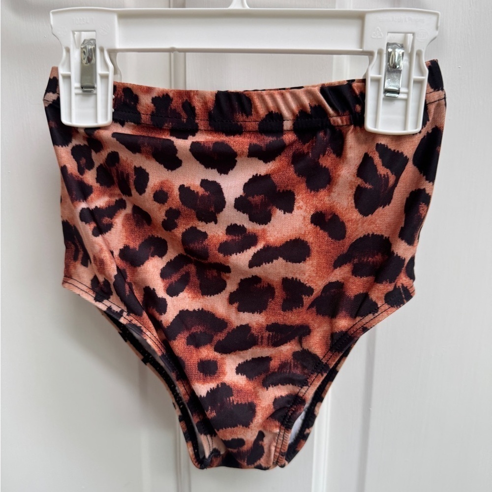 NWOT 2T Girls Leopard High Rise Bikini Bottom